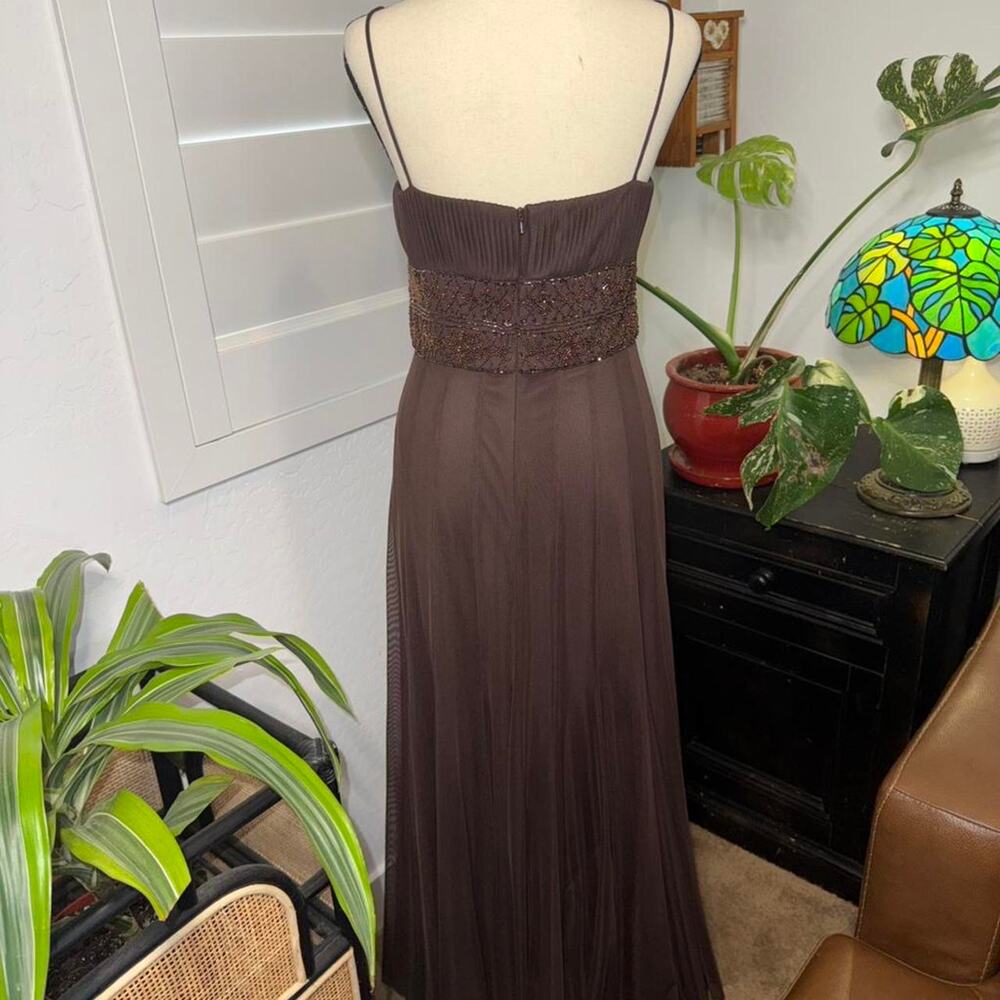 Y2K boho fairycore beaded chocolate brown formal evening maxi dress gown - Picture 3 of 8